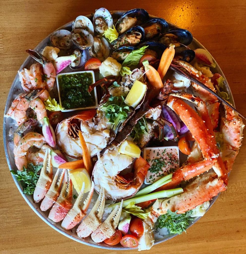 Different types of Seafoods in a plate at The Fishery