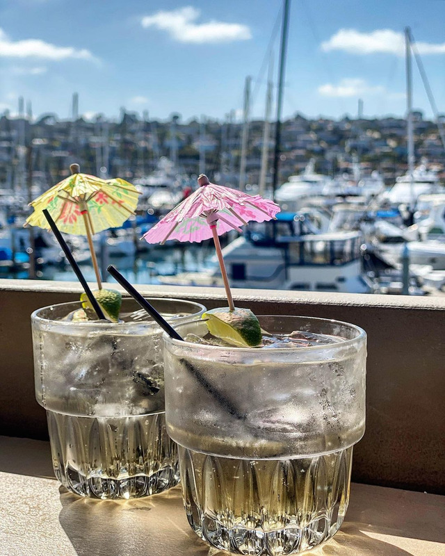 San Diego Mocktails in front of the marina at Blue Wave