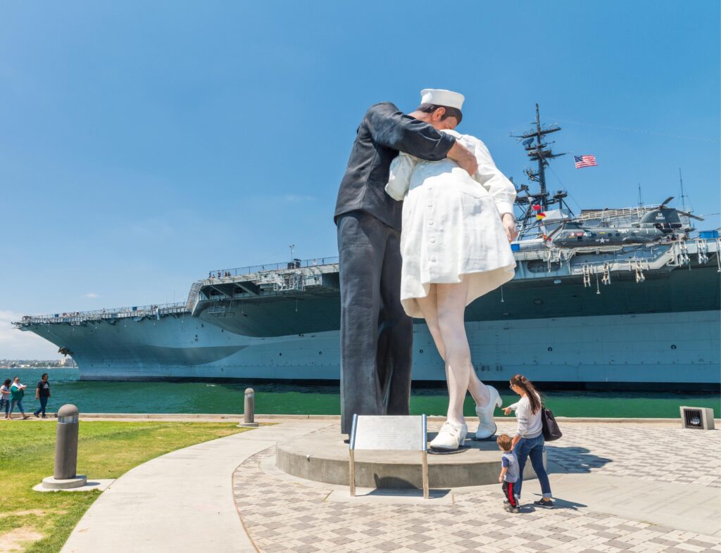 Navy Ship with a big statue