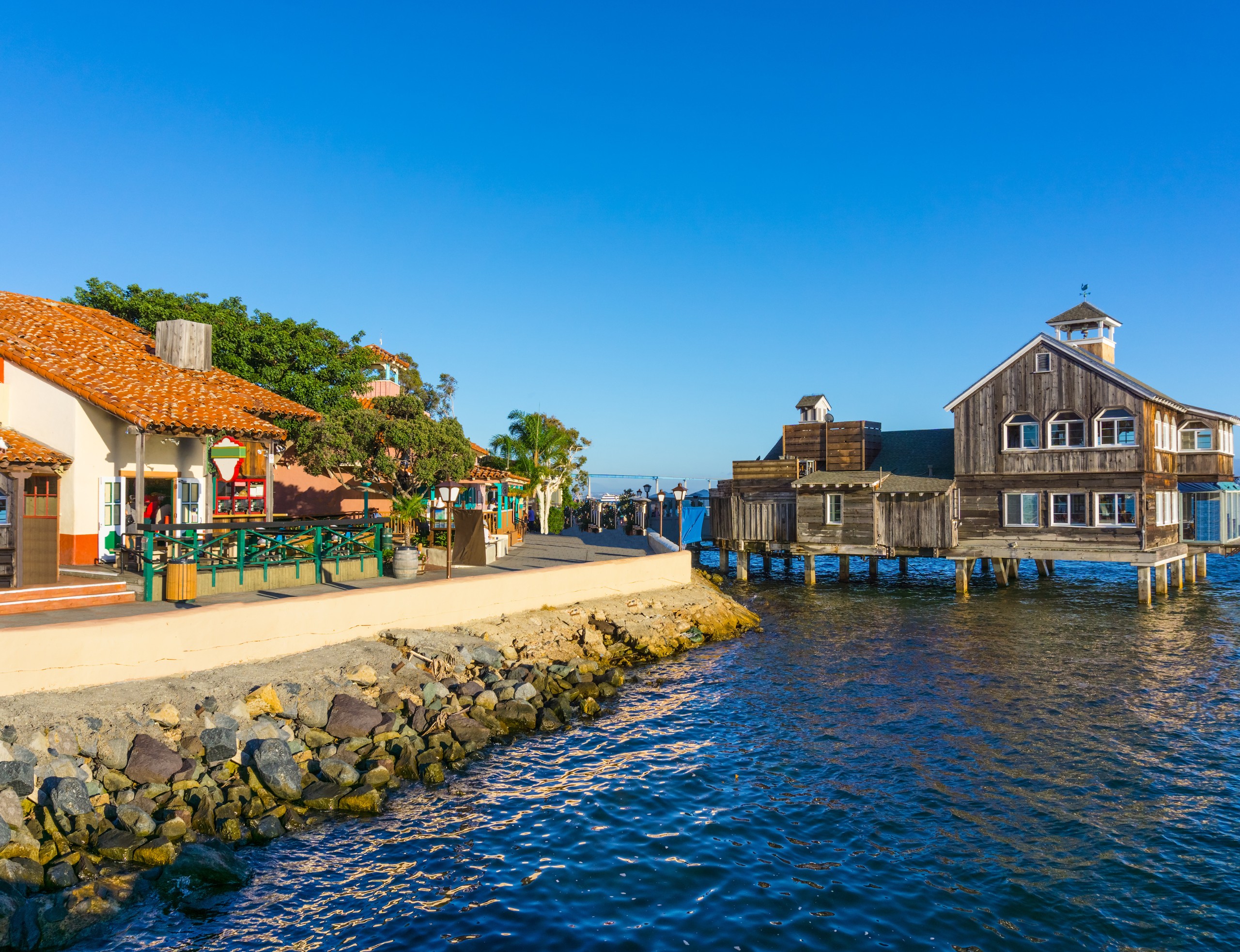 Seaport Village water front with quaint building
