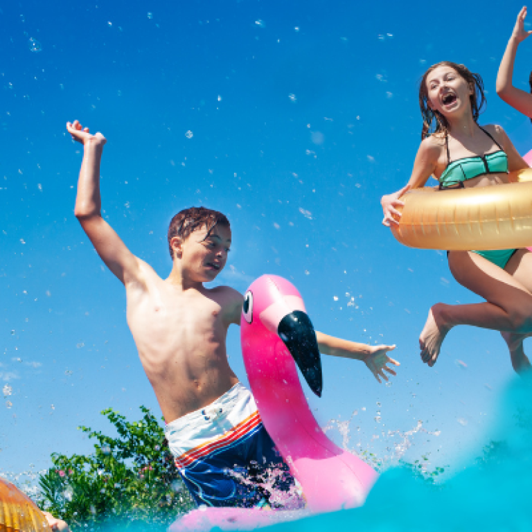 kids playing in the pool