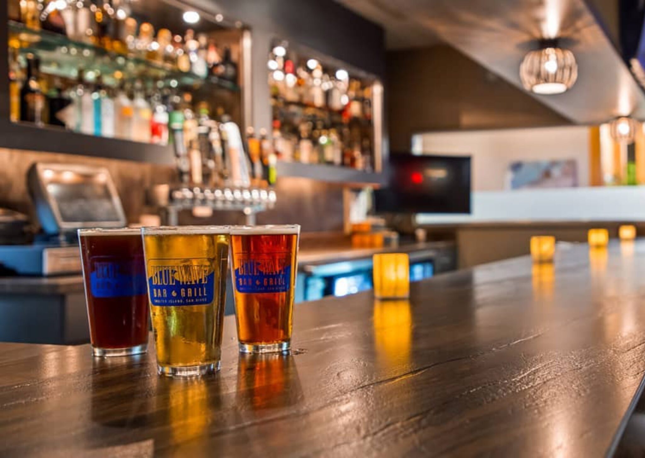 beer sitting on the bar