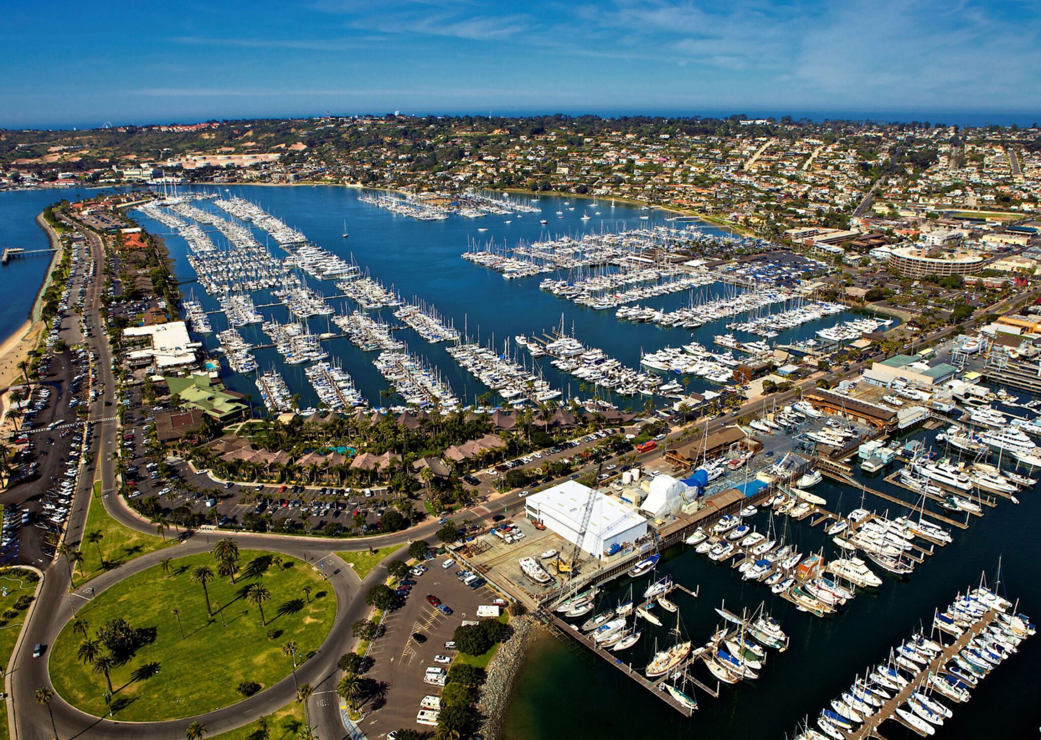 aerial view of marina