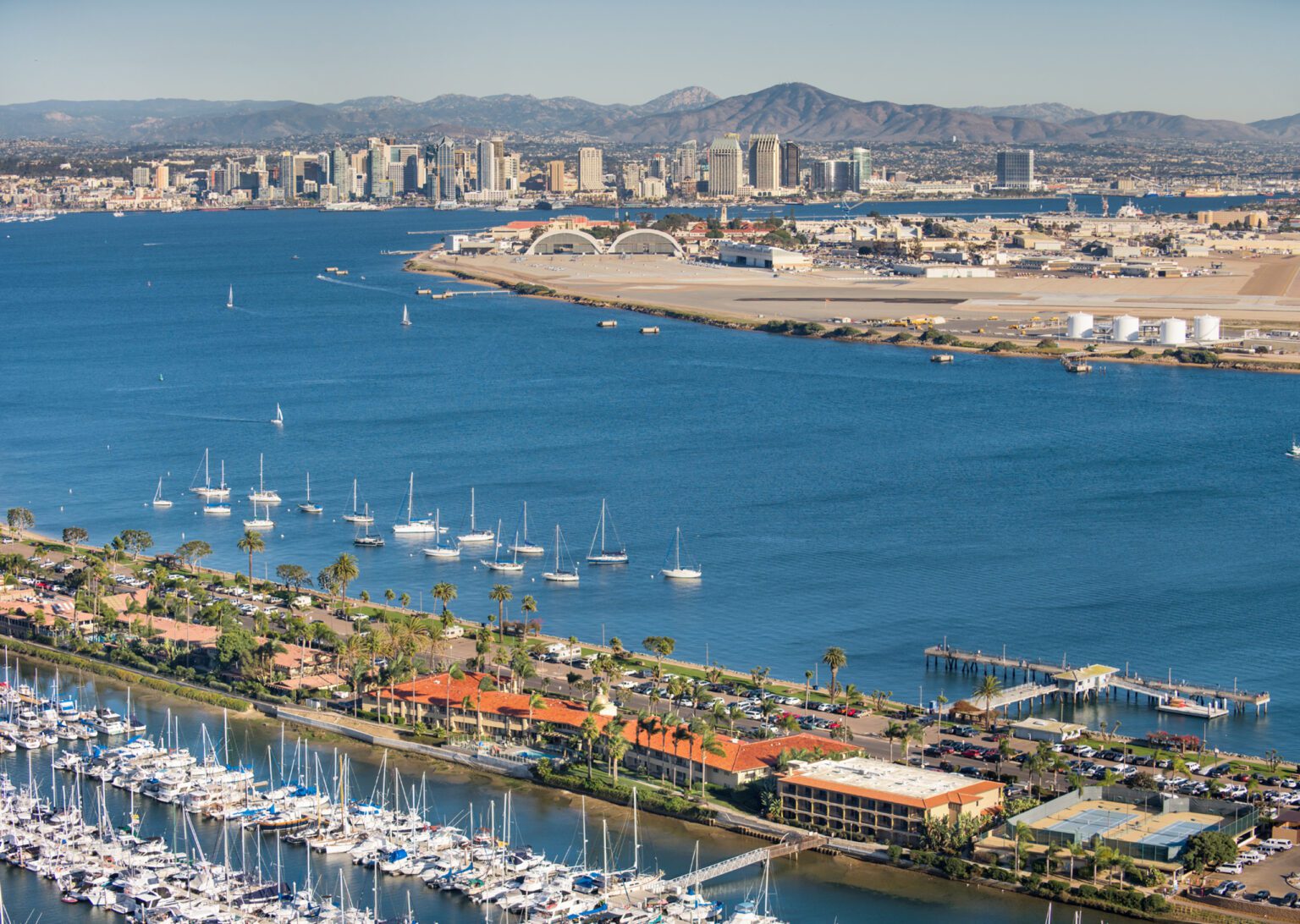 aerial view of marina