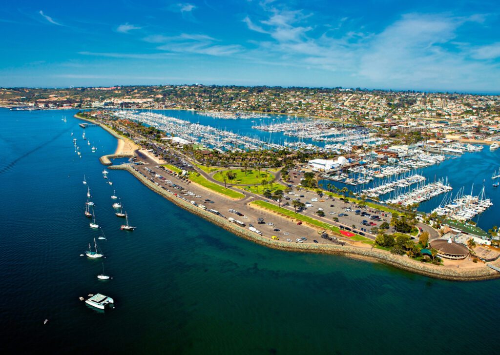 aerial view of marina