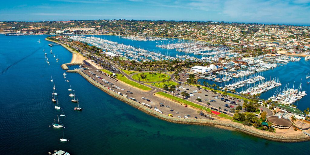aerial view of marina