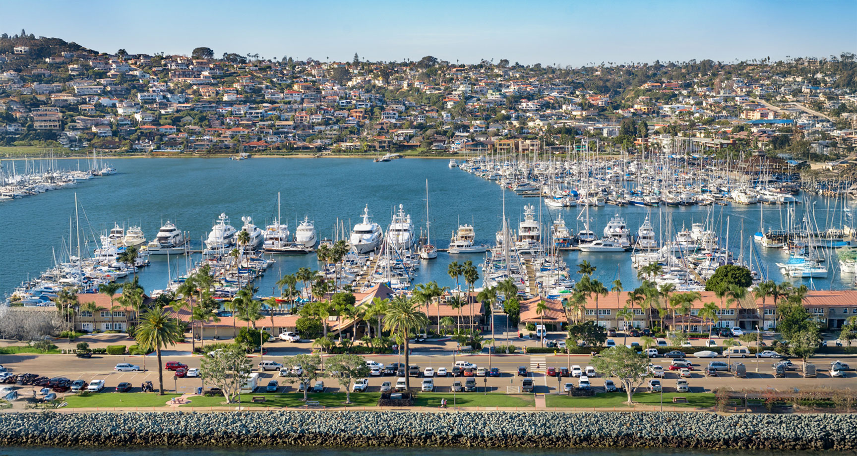 aerial view of marina