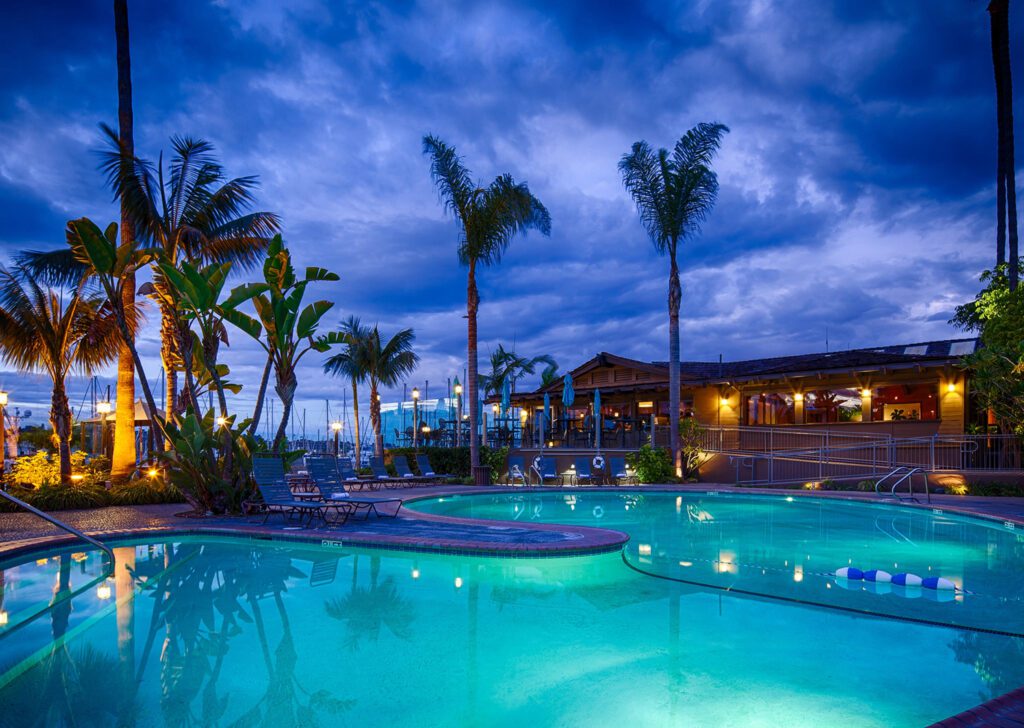 swimming pool at night