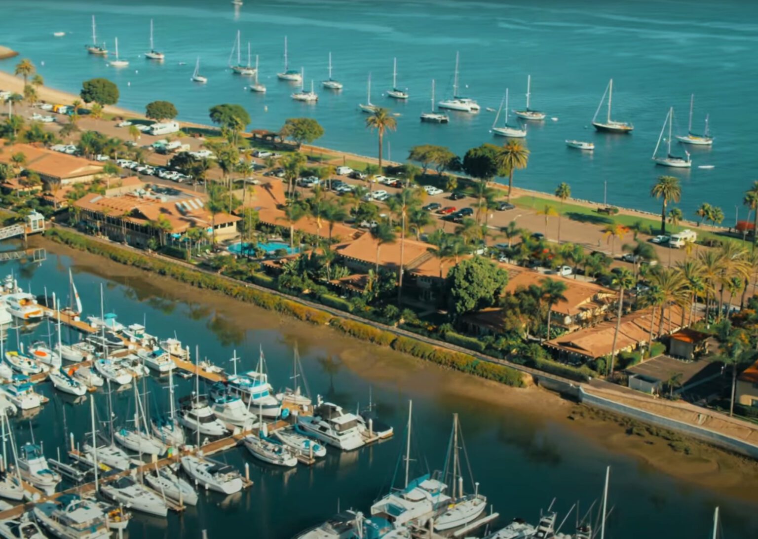 aerial view of marina