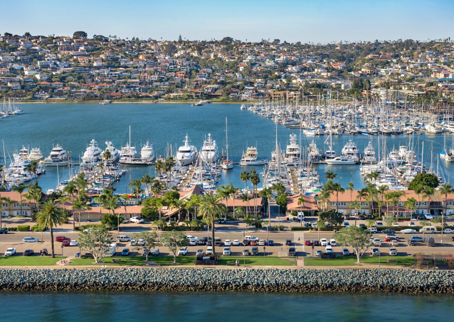 aerial view of marina