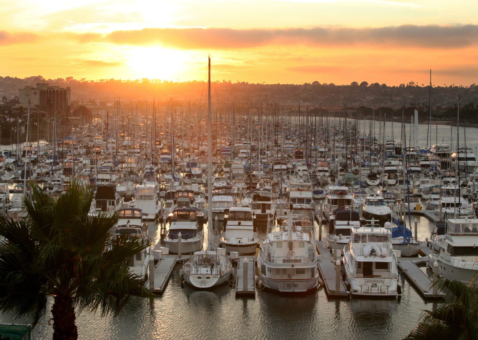 marina at sunset