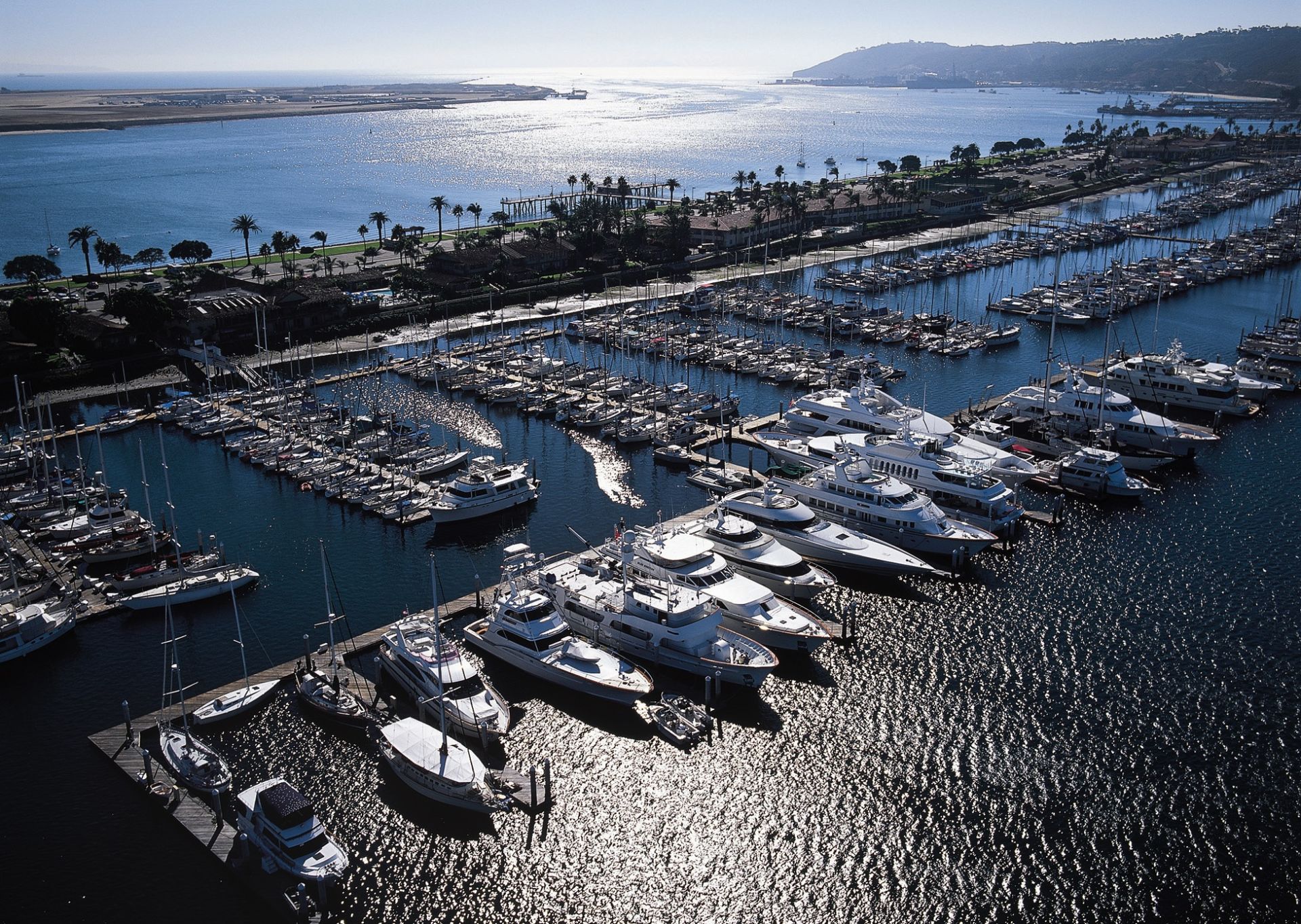 aerial view of marina