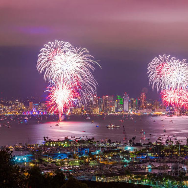 fireworks over the bay