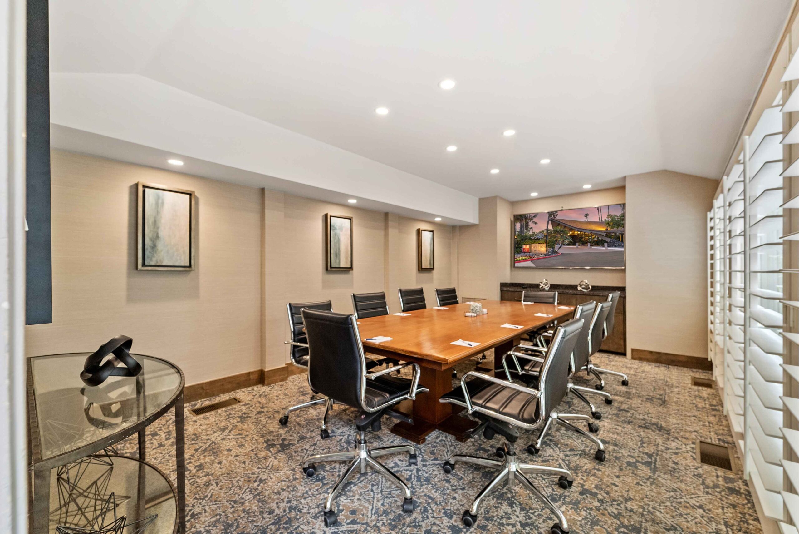 board room with table and chairs