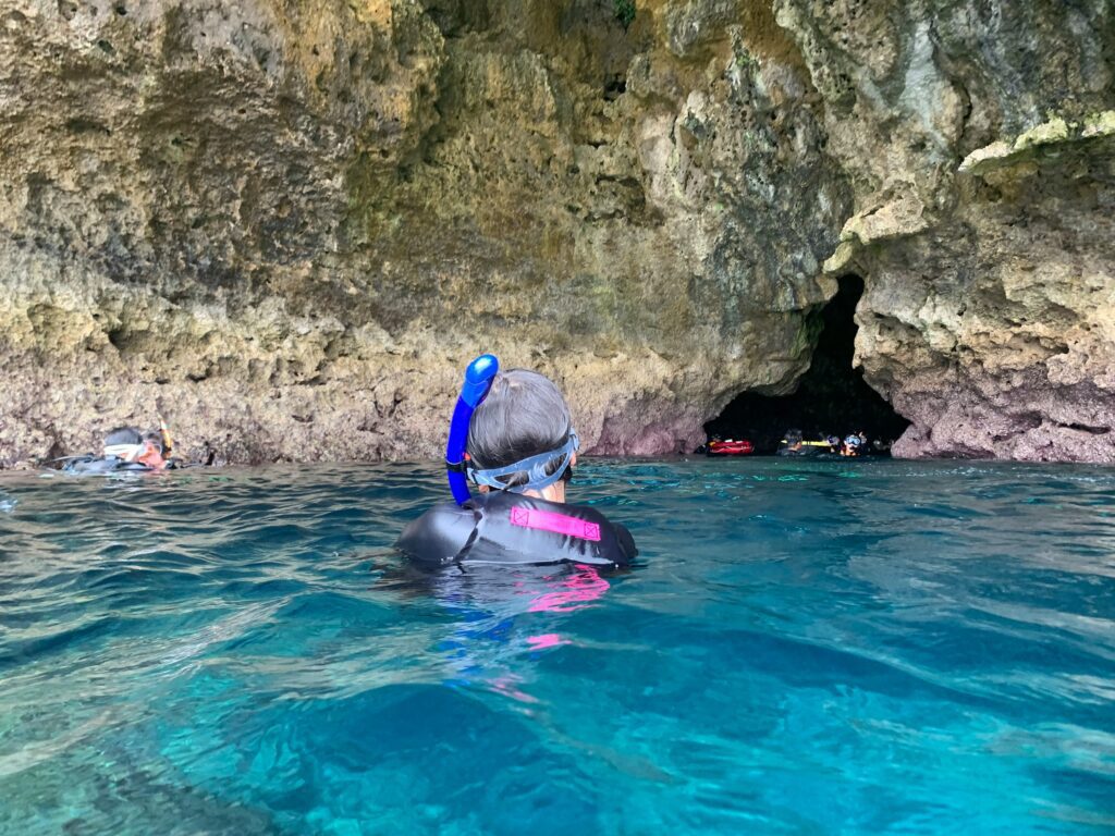 snorkeling in a cave