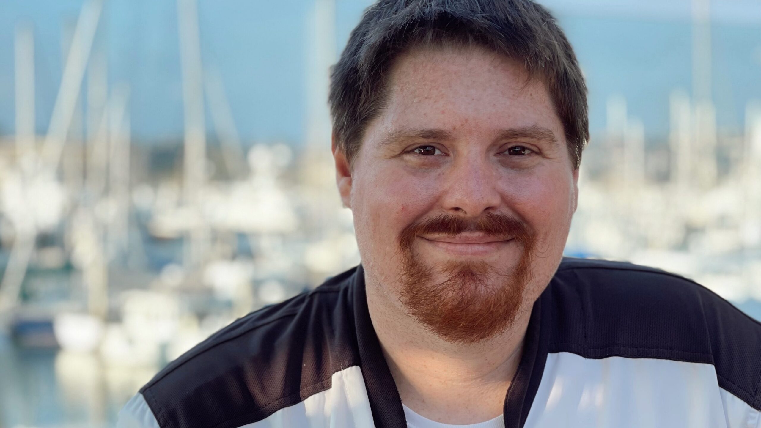 chef andrew in front of marina