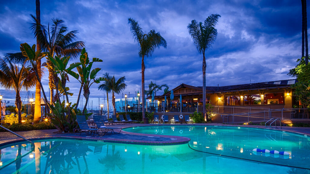 swimming pool at night